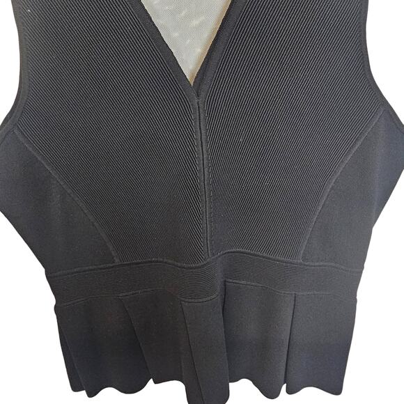 White House Black Market Top Peplum Top Sleeveless Blouse Women L Black Knit Top - Picture 3 of 7